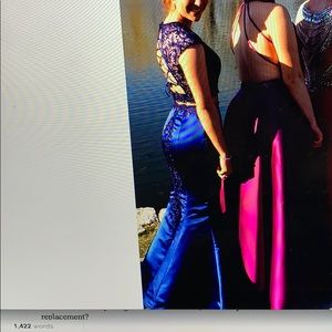 Blue 2 piece prom dress